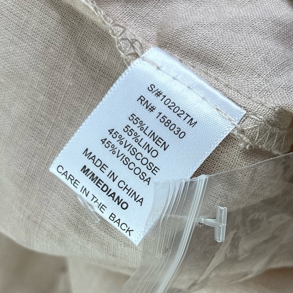 NWT Love Tree Lagenlook Sz M Linen Blend Cream Neutral Button-Down Front Shirt - Picture 11 of 11